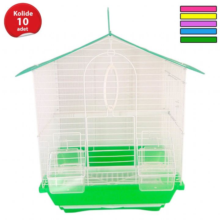 A-2107 KUŞ KAFESİ İKİ KAPILI DİK ÇATILI 10'LU