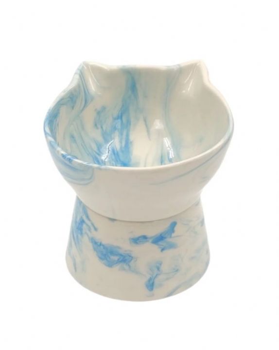Ayaklı Kedi Figür Su Kabı Mavi Desen