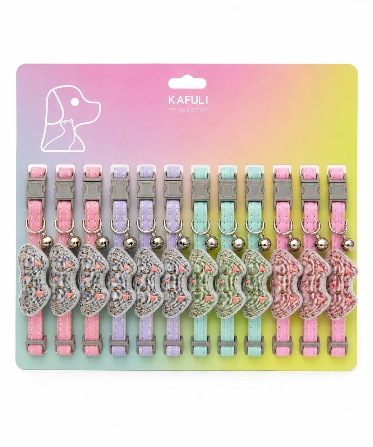 KAFULI KEDİ BOYUN TASMASI FİGÜRLÜ 12'Lİ