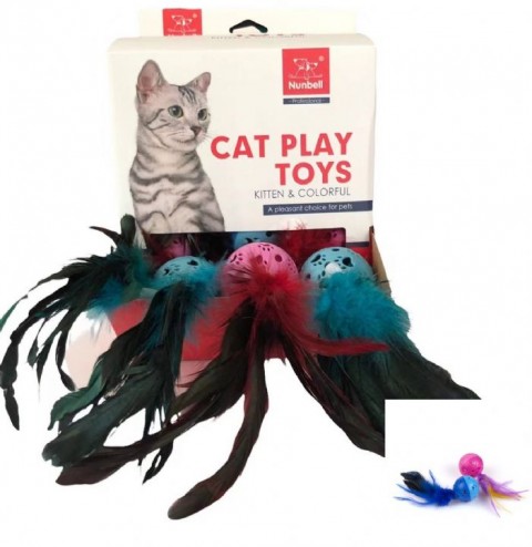 Nunbell Kedi Oyun.renkli Tüylü Top 24'lü