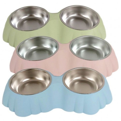 NUNBELL MELAMİN ÇELİK MAMA KABI İKİLİ