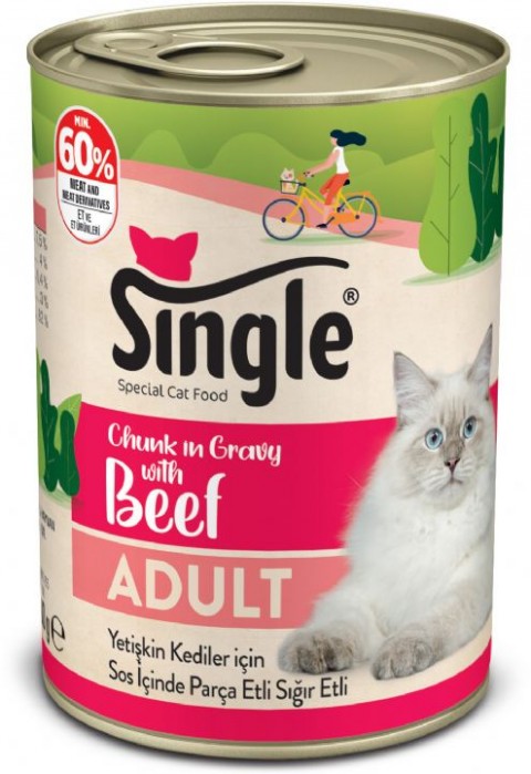 SİNGLE CAT BEEF KONS 400gr 12x2 PKT
