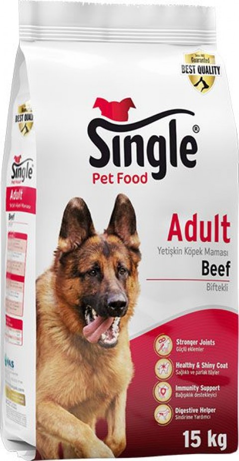 SİNGLE BİFTEKLİ YETİŞKİN KÖPEK MAMASI 15KG