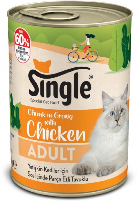 SİNGLE CAT CHİCKEN KONS 400gr 12x2 PKT