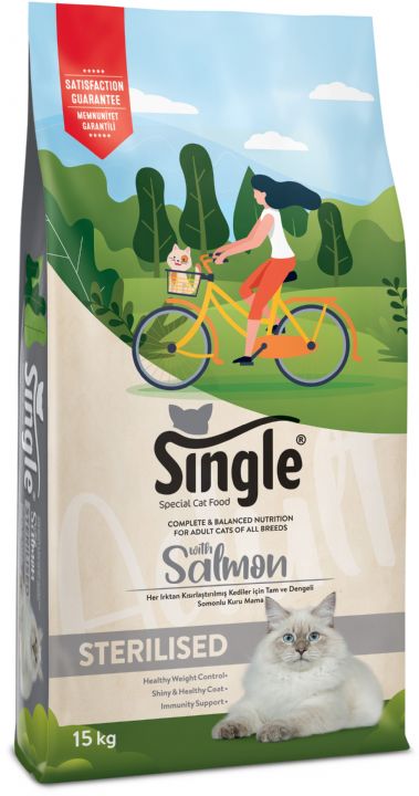 SİNGLE ADULT CAT SOMON STERILISED 15kg+1kg 