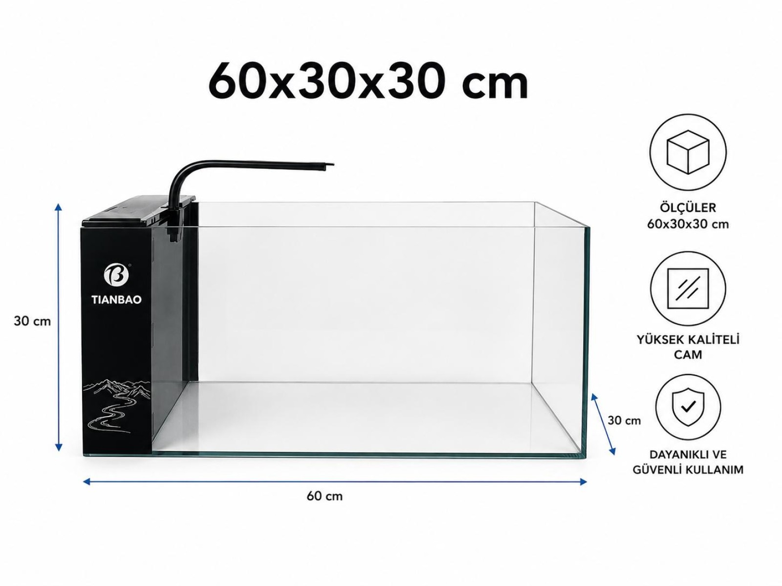 TIANBAO YANDAN SUMP SİSTEMLİ LED AKV.60cm